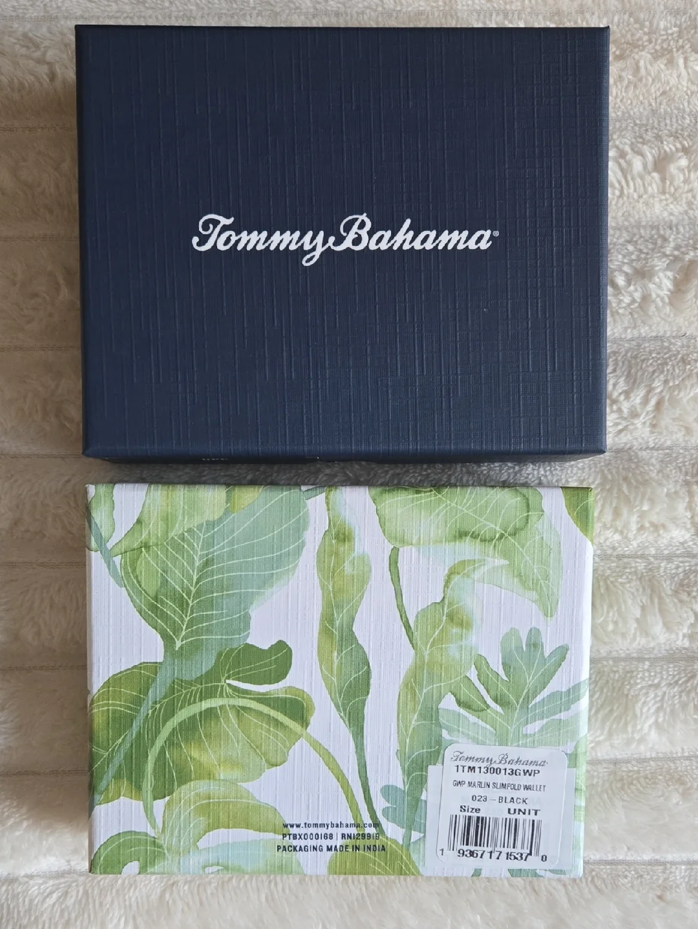 Tommy Bahama Leather Slimfold Black Wallet NIB